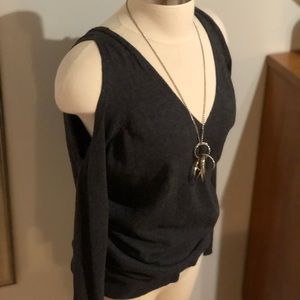 ❄️Charcoal Cold Shoulder Sweater
